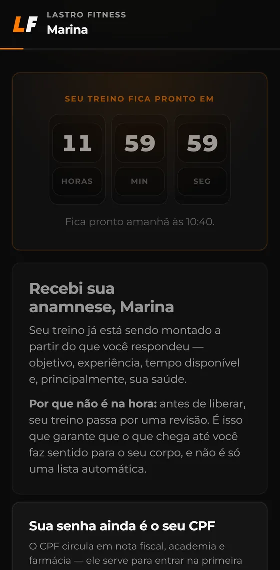 Contagem regressiva até o treino ser liberado